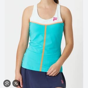 FILA Tank top Christopher Bevans Turquoise Fitted with Built-In Bra – Size XS